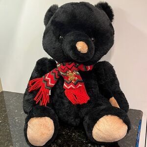 Dan Dee Black Bear Stuffed Plush Holiday 2022 Scarf